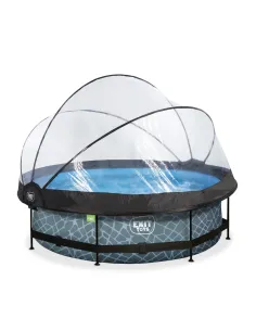 EXIT Piscina "Stone" ø300x76cm con pompa, filtro e cupola...