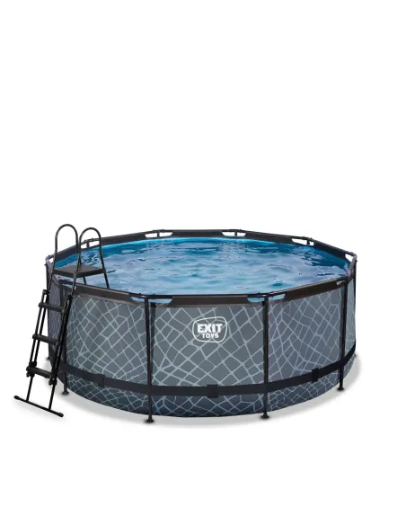 EXIT Piscina "Stone" ø360x122cmcon pompa a filtro Grigia