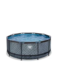 EXIT Piscina "Stone" ø360x122cmcon pompa a filtro Grigia 2