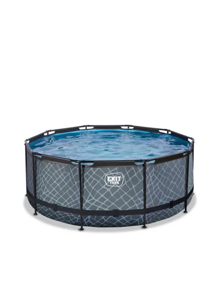 EXIT Piscina "Stone" ø360x122cmcon pompa a filtro Grigia