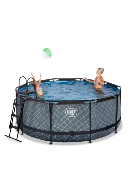 EXIT Piscina "Stone" ø360x122cmcon pompa a filtro Grigia