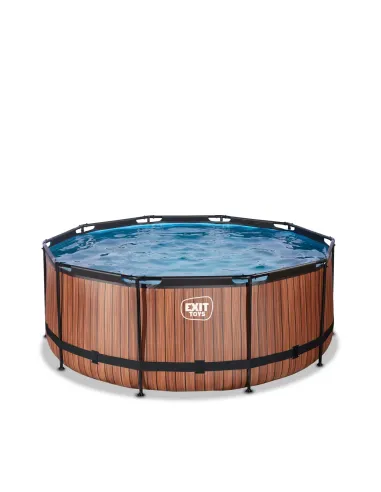 EXIT Piscina "Wood" ø360x122cm con pompa a...