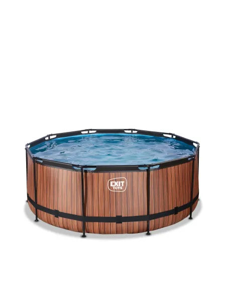EXIT Piscina "Wood" ø360x122cm con pompa a filtro - Marrone