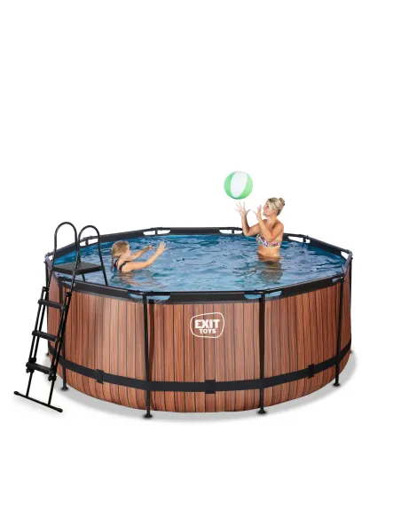 EXIT Piscina "Wood" ø360x122cm con pompa a filtro - Marrone