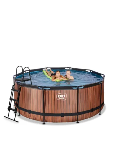 EXIT Piscina "Wood" ø360x122cm con pompa a...