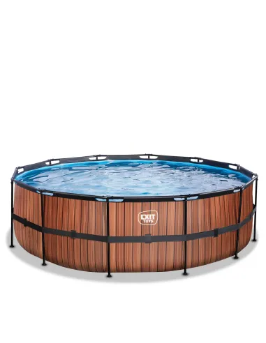EXIT Piscina "Wood" ø450x122cm con pompa a...