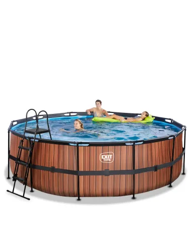 EXIT Piscina "Wood" ø450x122cm con pompa a...