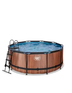 EXIT Piscina "Wood" ø360x122cm con filtro a sabbia - Marrone