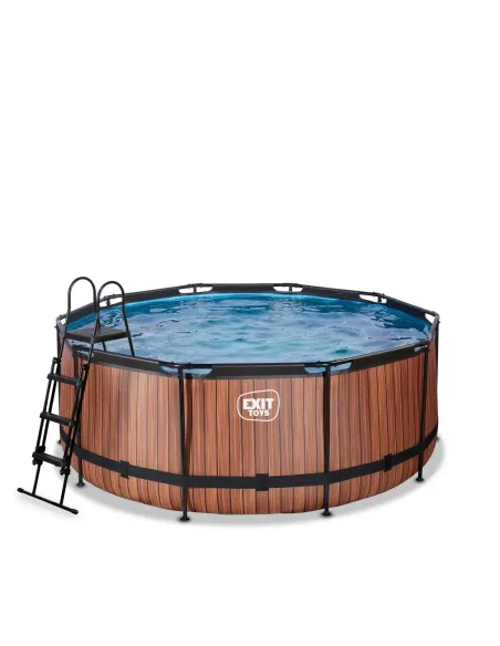 EXIT Piscina "Wood" ø360x122cm con filtro a sabbia - Marrone