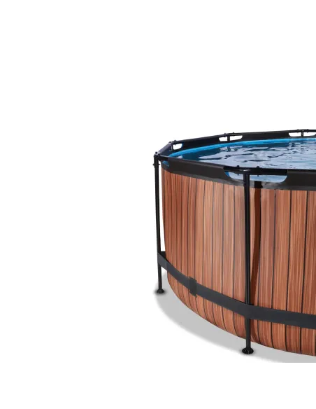 EXIT Piscina "Wood" ø360x122cm con filtro a sabbia - Marrone