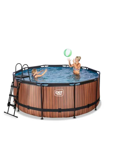 EXIT Piscina "Wood" ø360x122cm con filtro a...