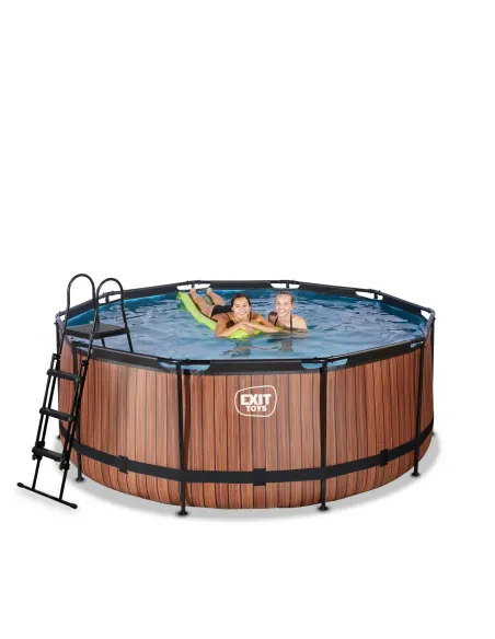 EXIT Piscina "Wood" ø360x122cm con filtro a sabbia - Marrone