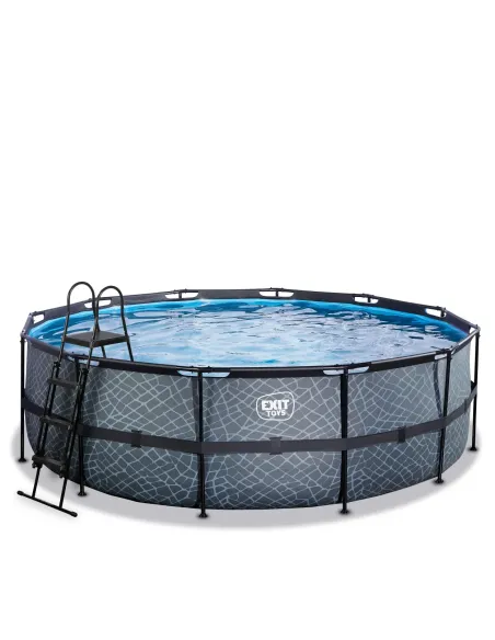 EXIT Piscina "Stone"  ø450x122cm con filtro a sabbia - Grigia