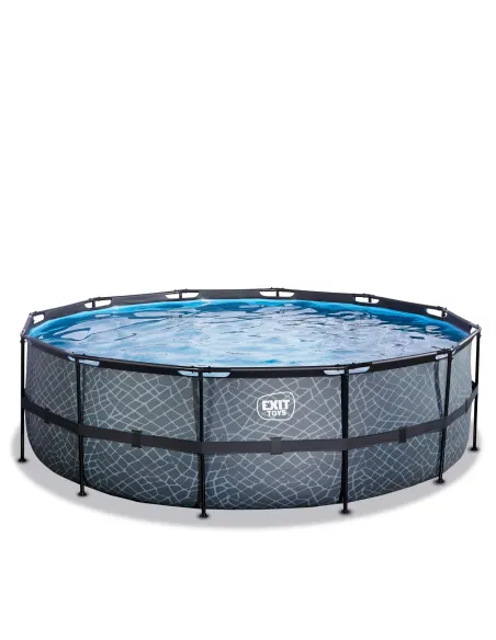 EXIT Piscina "Stone"  ø450x122cm con filtro a sabbia - Grigia
