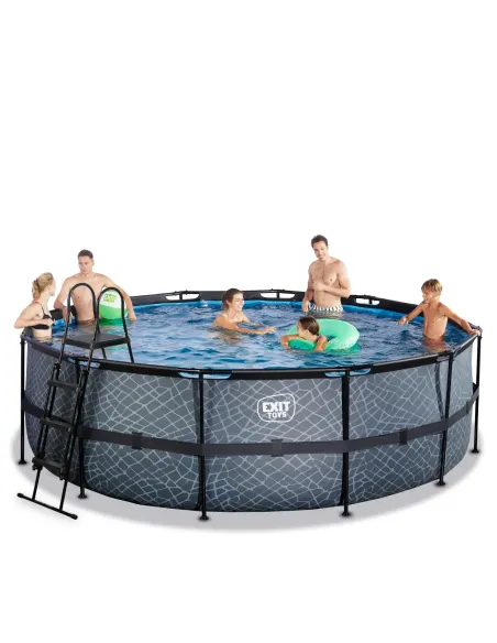 EXIT Piscina "Stone"  ø450x122cm con filtro a sabbia - Grigia