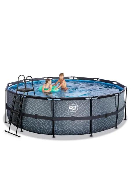 EXIT Piscina "Stone"  ø450x122cm con filtro a sabbia - Grigia