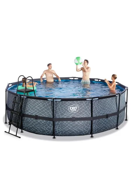 EXIT Piscina "Stone"  ø450x122cm con filtro a sabbia - Grigia