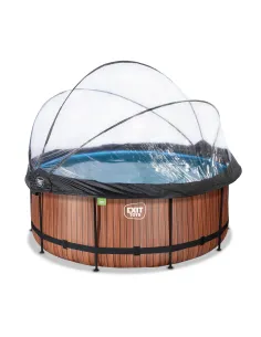 EXIT Piscina "Wood" pool ø360x122cm con filtro a sabbia e...