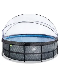 EXIT Piscina "Stone" ø450x122cm con filtro a sabbia e...