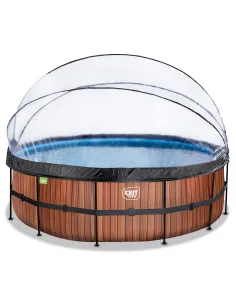 EXIT Piscina "Wood"ø450x122cm con filtro a sabbia e...
