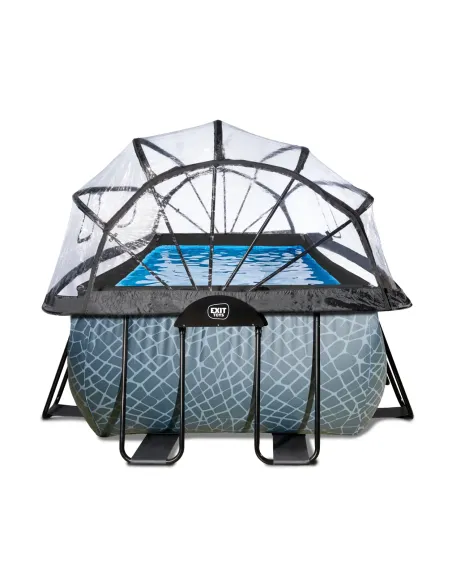 EXIT Piscina "Stone"  540x250x122cm con pompa con filtro e cupola - Grigia
