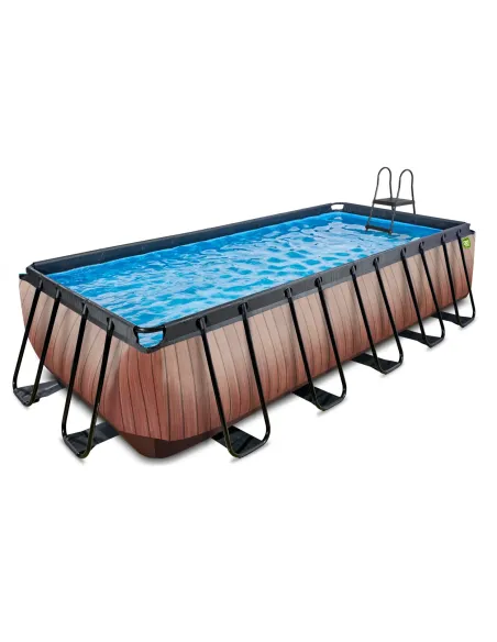 EXIT Piscina "Wood" 540x250x122cm con pompa a filtro - Marrone