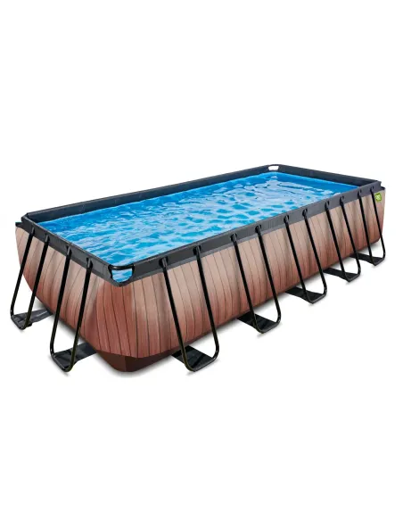 EXIT Piscina "Wood" 540x250x122cm con pompa a filtro - Marrone