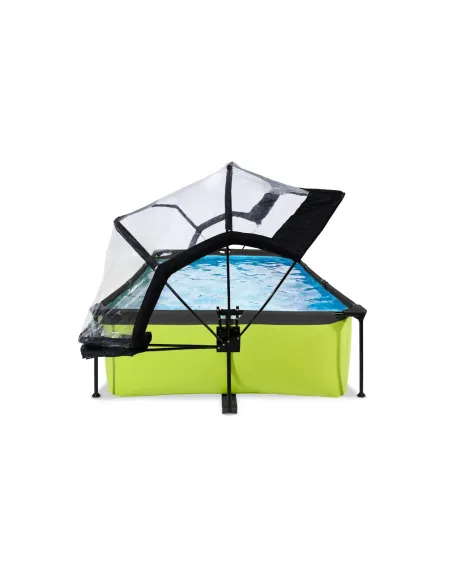 EXIT Lime pool 220x150x65cm with dome and filter pump - green Piscina con bordi Piscina rettangolare 1800 L Grigio