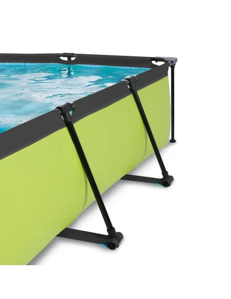EXIT Lime pool 220x150x65cm with dome and filter pump - green Piscina con bordi Piscina rettangolare 1800 L Grigio