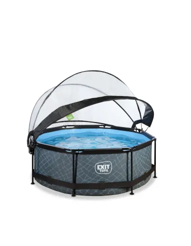 EXIT Piscina "Stone" ø244x76cm con pompa a...