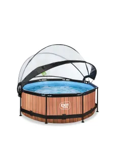 EXIT Piscina "Wood" ø244x76cm con pompa a filtro e cupola... 2