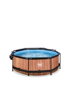 EXIT Wood pool ø244x76cm with dome and filter pump -... 2