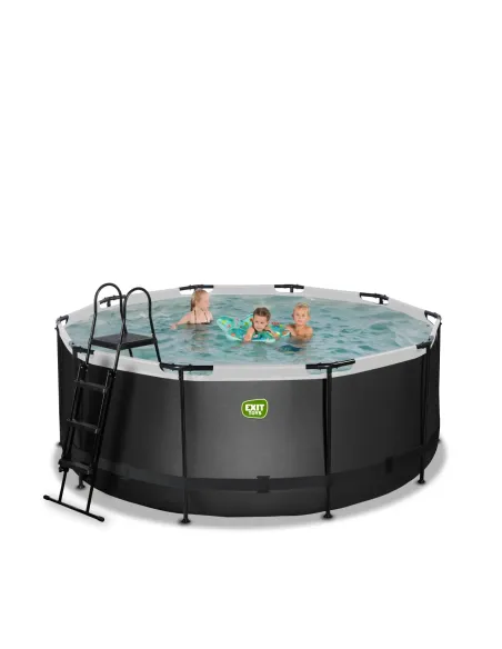 EXIT Piscina  "Black Leather"  ø360x122cm con pompa a filtro - Nera