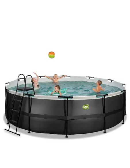 EXIT Piscina  "Black Leather"  ø450x122cm con pompa a filtro - Nera