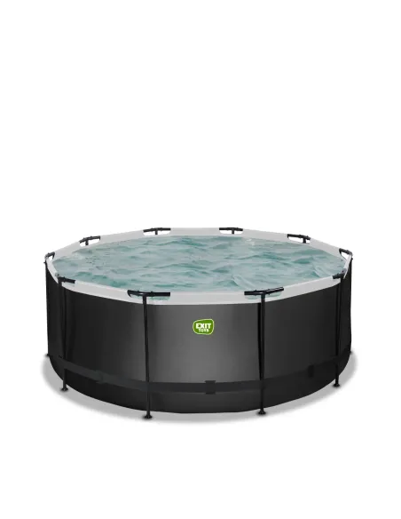 EXIT Piscina "Black Leather" ø360x122cm con filtro a sabbia - Nera
