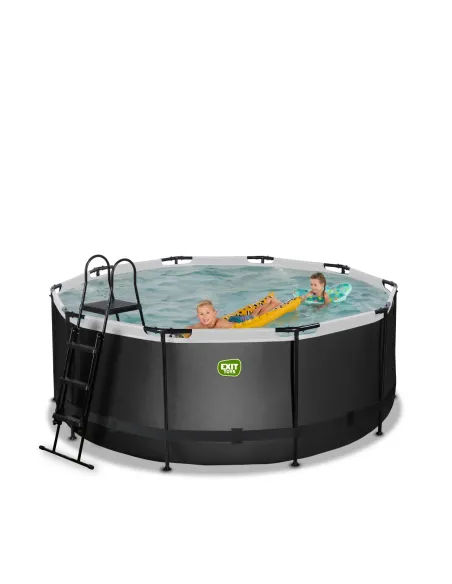 EXIT Piscina "Black Leather" ø360x122cm con filtro a sabbia - Nera