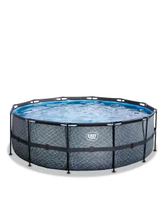 EXIT Piscina "Stone" ø427x122cm con pompa filtrante - Grigia 2