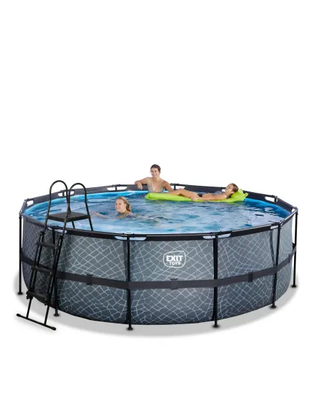 EXIT Piscina "Stone" ø427x122cm con pompa filtrante - Grigia
