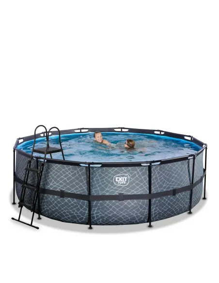 EXIT Piscina "Stone" ø427x122cm con pompa filtrante - Grigia