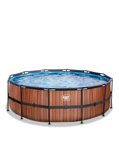EXIT Piscina "Wood" ø427x122cm con pompa...