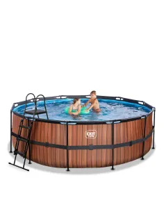 EXIT Wood pool ø427x122cm with filter pump - brown... 2