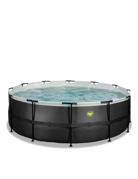 EXIT Piscina "Black Leather" ø427x122cm con pompa filtrante - Nera
