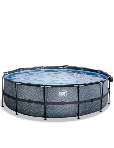EXIT Piscina "Stone" ø488x122cm con pompa filtrante - Grigia