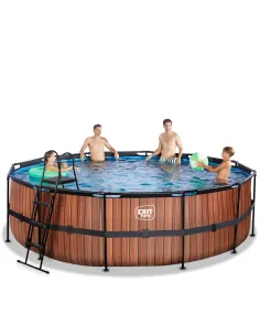 EXIT Wood pool ø488x122cm with filter pump - brown... 2