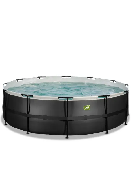 EXIT Piscina "Black Leather" ø488x122cm con pompa filtrante - Nera
