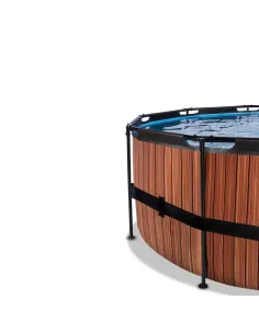 EXIT Wood pool ø427x122cm with sand filter pump - brown... 2