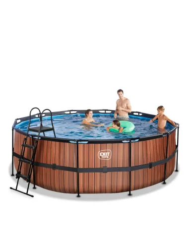 EXIT Piscina "Wood" ø488x122cm con pompa...