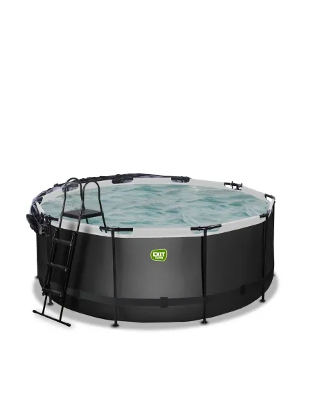 EXIT Black Leather pool ø360x122cm with dome and sand filter pump - black Piscina con bordi Piscina rotonda 10126 L Nero