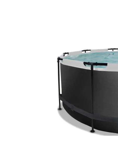 EXIT Black Leather pool ø360x122cm with dome and sand filter pump - black Piscina con bordi Piscina rotonda 10126 L Nero
