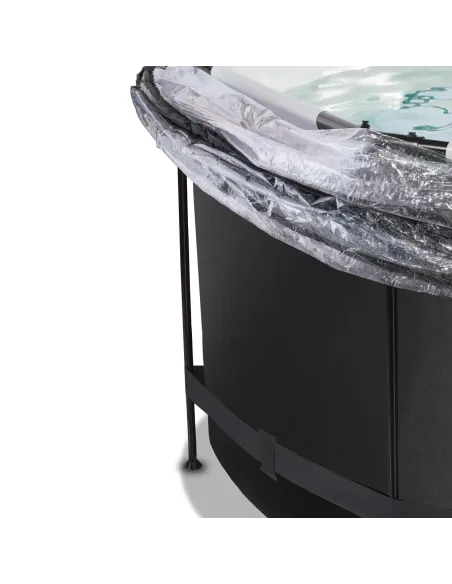 EXIT Black Leather pool ø360x122cm with dome and sand filter pump - black Piscina con bordi Piscina rotonda 10126 L Nero